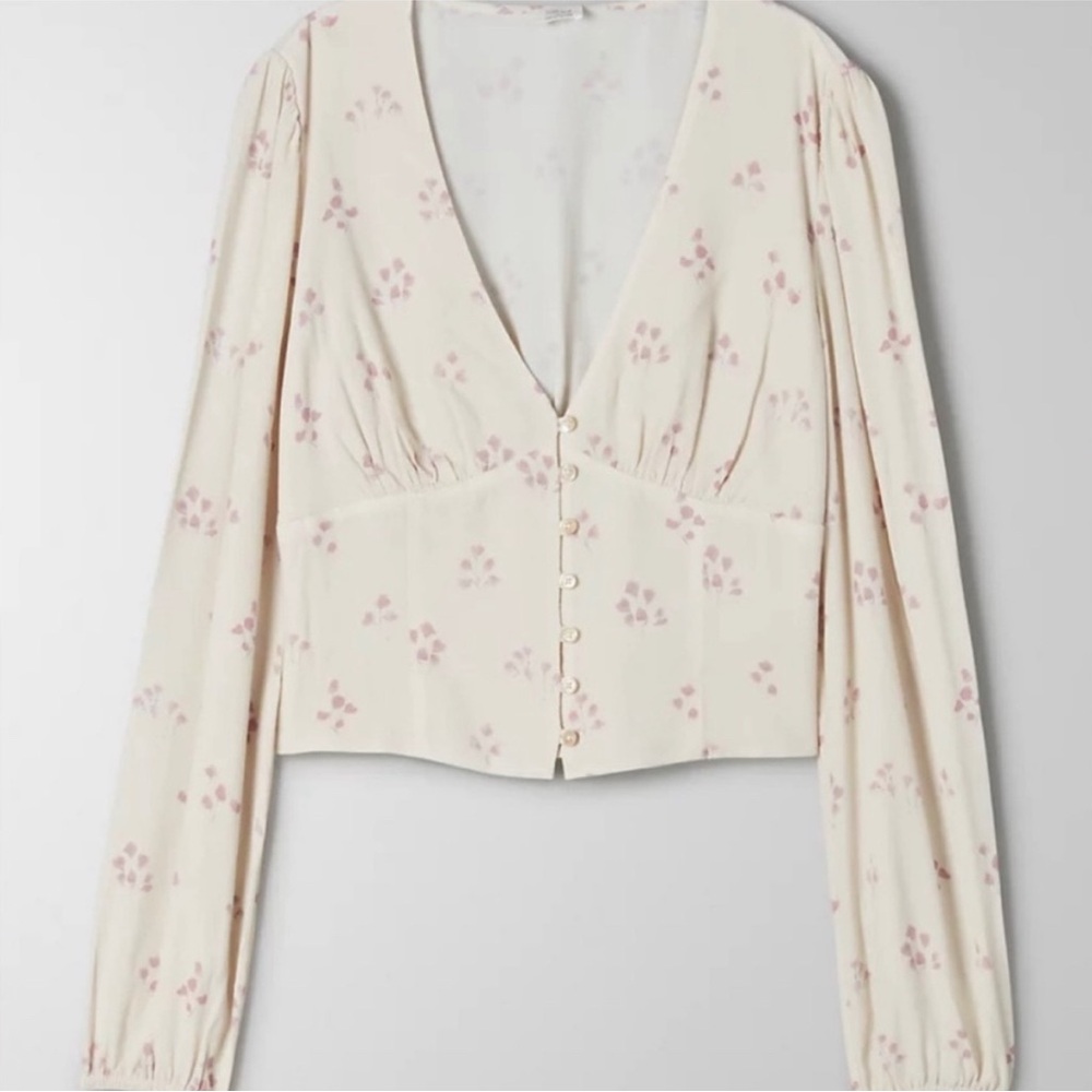 Aritzia Floral Button-Up Blouse - S